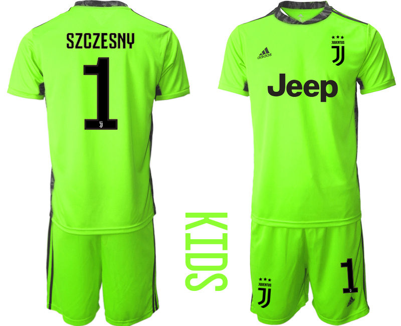 Youth 2020-2021 club Juventus green goalkeeper #1 Soccer Jerseys->juventus jersey->Soccer Club Jersey